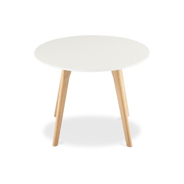 Life fehér dohányzóasztal tölgyfa lábakkal, ⌀ 60 cm - Furnhouse-image-1