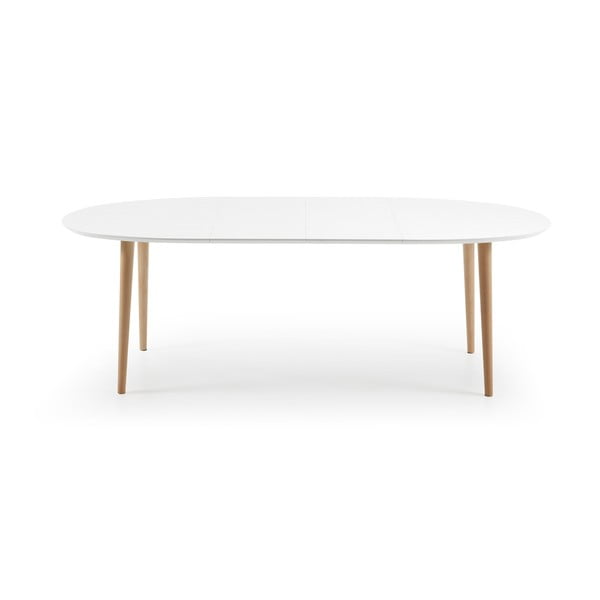 Fehér bővíthető étkezőasztal fehér asztallappal 90x140 cm Oqui – Kave Home-image-4