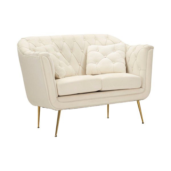 Krémszínű bársony kanapé 130 cm Budapest – Mauro Ferretti-image-2