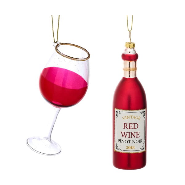 Üveg karácsonyfadísz készlet 2 db-os Red Wine – Sass & Belle