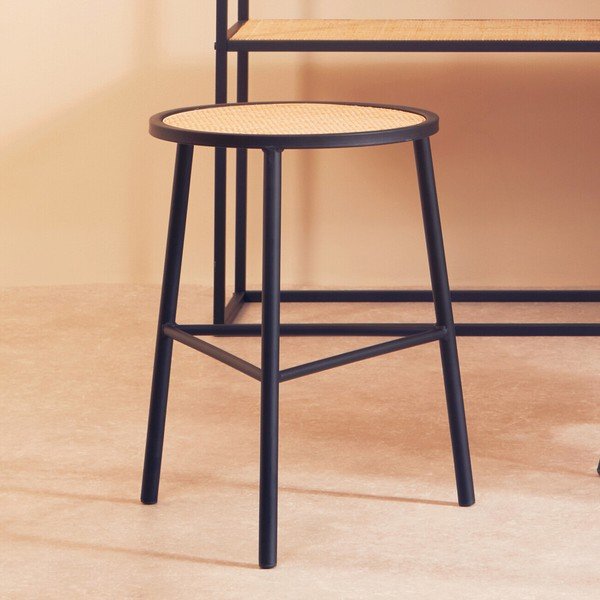Fekete-natúr színű rattan ülőke Depok – Premier Housewares-image-4