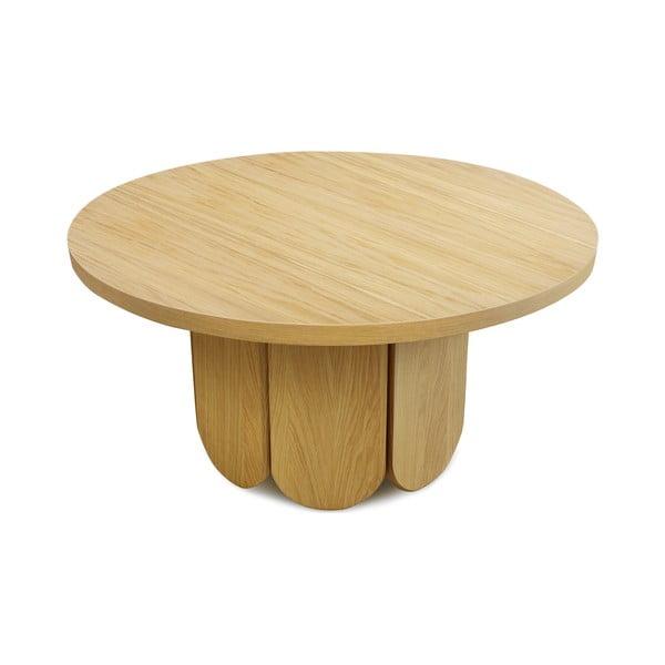 Natúr színű kerek dohányzóasztal tölgyfa dekoros asztallappal 78x78 cm Soft – Woodman-image-2