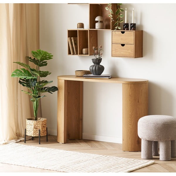 Natúr színű konzolasztal tölgyfa dekorral 38x114 cm Bibione – House Nordic-image-1