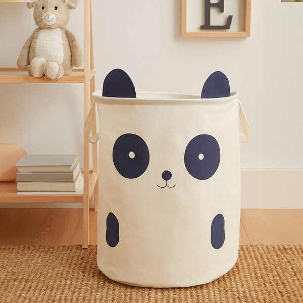 Fehér textil játéktároló kosár ø 38x48 cm Mimo Panda Face – Premier Housewares-image-1