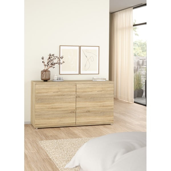 Natúr színű alacsony komód tölgyfa dekorral 153x84 cm Nova – Tvilum-image-1