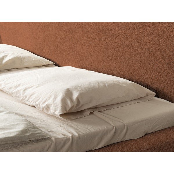 Terrakotta színű kárpitozott franciaágy ágyráccsal 180x200 cm Makana – Makamii-image-1