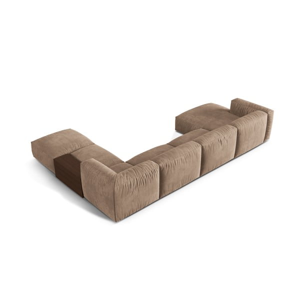 Világosbarna bársony moduláris sarokkanapé (jobb oldali-U alakú) Martina – Micadoni -image-2