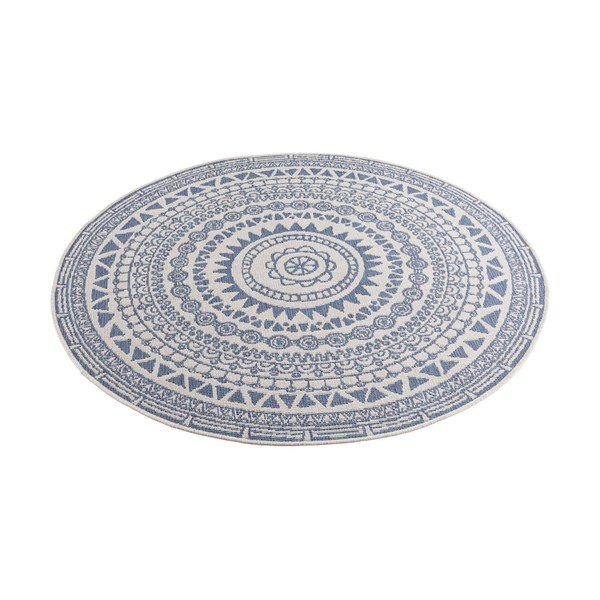 Coron kék-krémszínű kültéri szőnyeg, ø 140 cm - NORTHRUGS-image-2