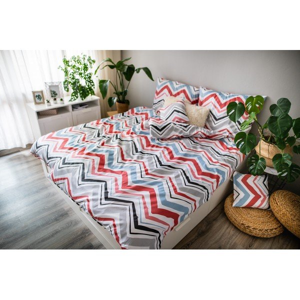 Kék-szürke egyszemélyes háromrészes pamut-szatén ágyneműhuzat 140x200 cm Marina – JAHU collections-image-3