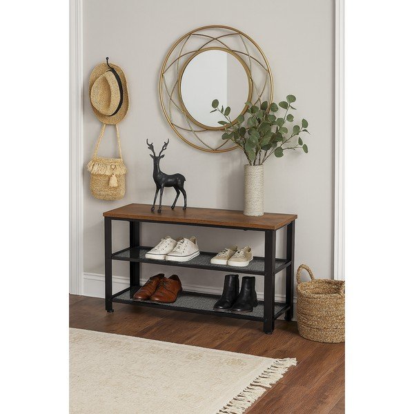 Fekete acél cipőtartó 80x45x30 cm Arne – Bonami Essentials-image-1