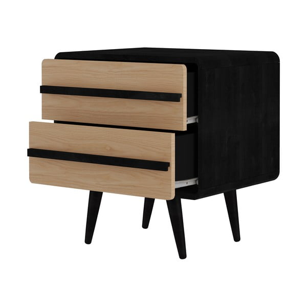 Fekete-natúr színű éjjeliszekrény Chantal – Støraa-image-2