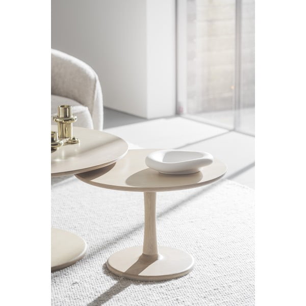 Natúr színű kerek dohányzóasztal tölgyfa dekorral 60x60 cm Hobart – Rowico-image-1