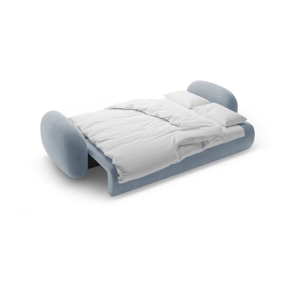 Szürkéskék bársony kinyitható-tárolóhelyes kanapé 262 cm Tonale – Cosmopolitan Design-image-4