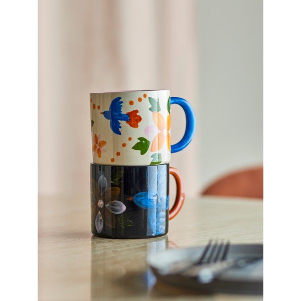 Fekete-bézs kerámia bögre szett 2 db-os 300 ml Maricala – Bloomingville-image-1