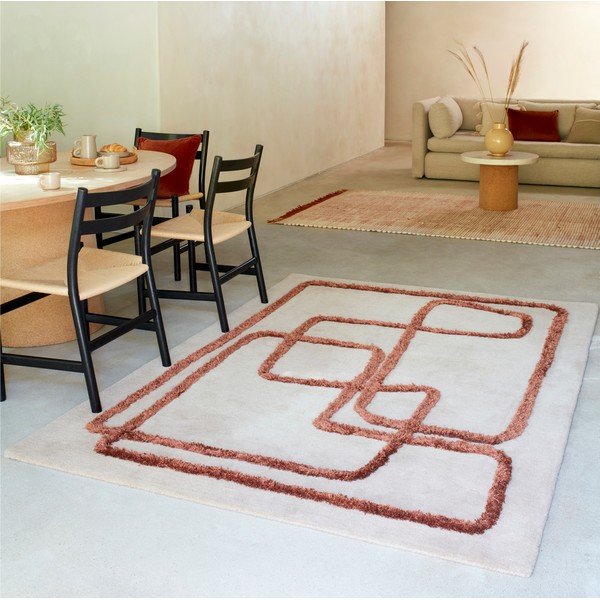 Téglavörös-krémszínű kézi szövésű gyapjú szőnyeg 160x230 cm Matrix – Asiatic Carpets-image-1