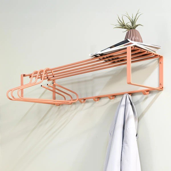 Lazacszínű fém fali fogas polccal 100 cm Rex – Spinder Design-image-1
