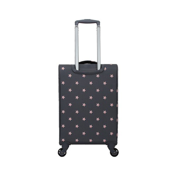 Starry szürke-rózsaszín gurulós bőrönd és kozmetikai táska szett - Lollipops-image-1
