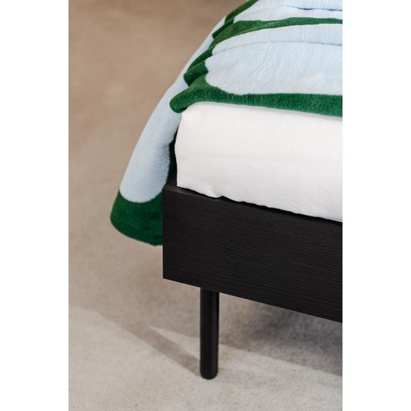 Fekete kárpitozott-forgácslemez franciaágy ágyráccsal 200x200 cm Streiko – noo.ma-image-4