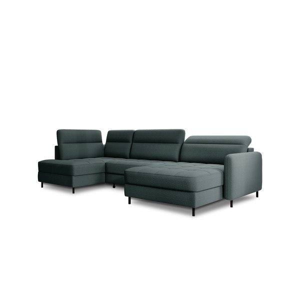 Zöld bársony kinyitható-tárolóhelyes sarokkanapé (bal oldali-U alakú) Berrto – ELTAP-image-2