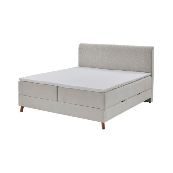 Bézs boxspring ágy tárolóhellyel 180x200 cm Memphis - Meise Möbel