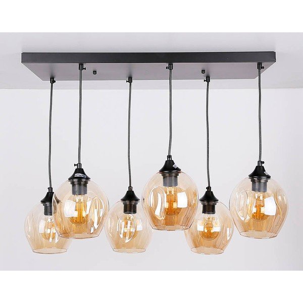 Fekete függőlámpa üveg búrával 33x67 cm Aspa – Candellux Lighting-image-4