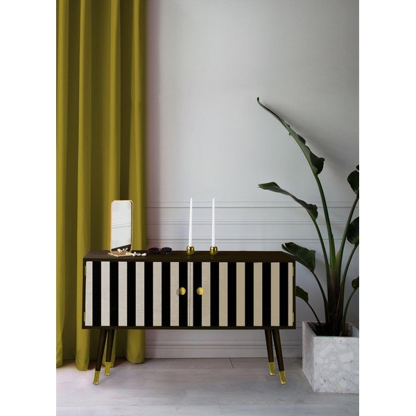Au Cafe Golden Black Strips tömör fenyőfa komód - Velvet Atelier-image-1