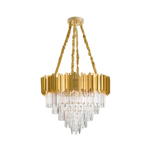 Aranyszínű fém függőlámpa kristály búrával ø 73 cm Grane – Nova Luce