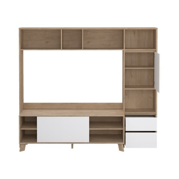 Fehér-natúr színű nappali bútor szett tölgyfa dekorral 209x183x48 cm Next – Tvilum-image-4