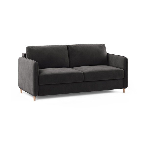 Sötétszürke bársony kanapé mindennapos alvásra 184 cm – Micadoni -image-2