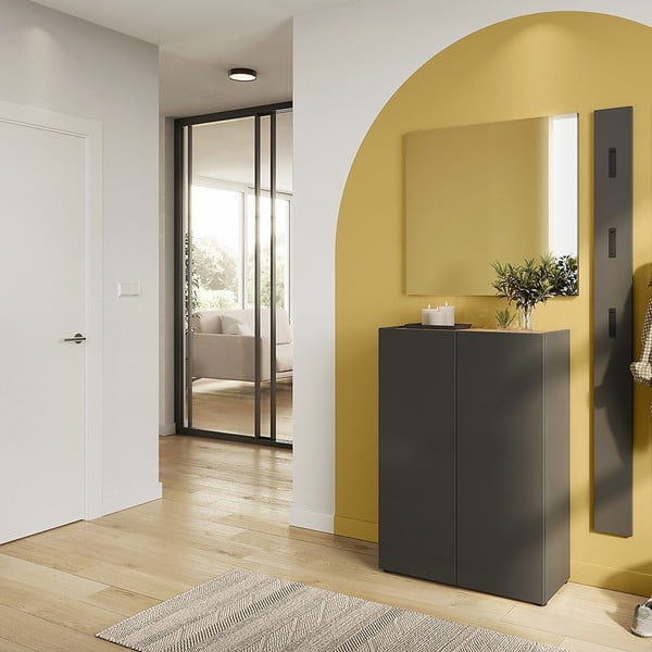 Fehér előszoba bútor tölgyfa dekorral 74x200x33 cm Alviano – Germania-image-1