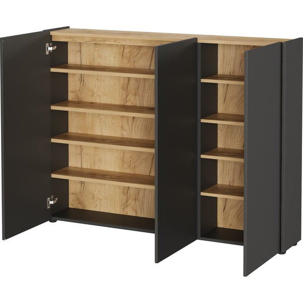 Antracitszürke szekrény tölgyfa dekorral 138x105x25 cm Libbiano – Germania-image-2