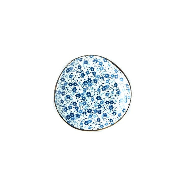 Daisy kék-fehér kerámia tányér, ø 12 cm - MIJ