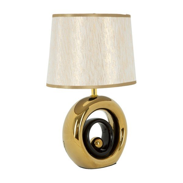 Round fehér asztali lámpa aranyszínű lámpatesttel - Mauro Ferretti-image-3