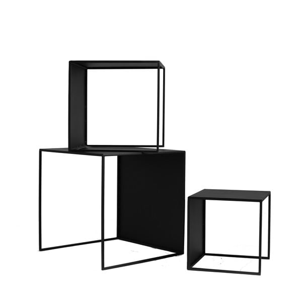 2Wall 3 részes fekete tárolóasztal szett - Custom Form