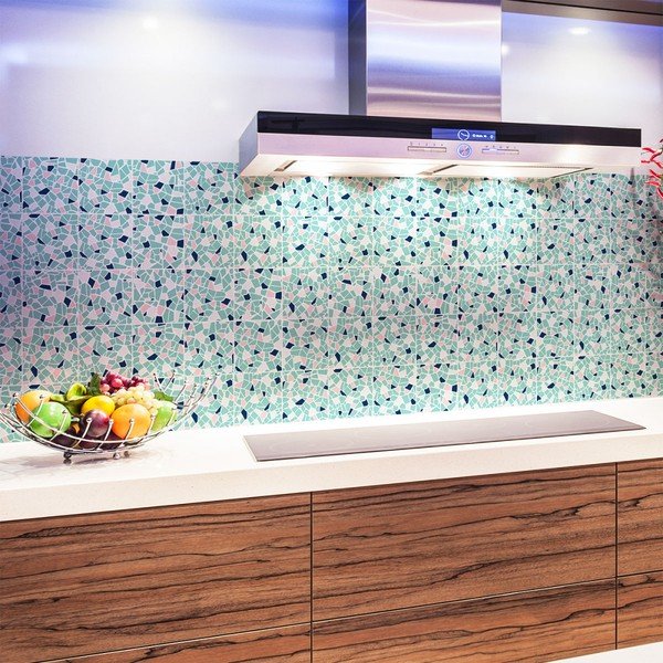 Cement Tile Stickers Terrazzo Aqua 24 db falmatrica, 10 x 10 cm - Ambiance-image-2