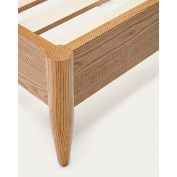 Bézs-natúr színű kőrisfa franciaágy ágyráccsal 180x200 cm Octavia – Kave Home-image-4