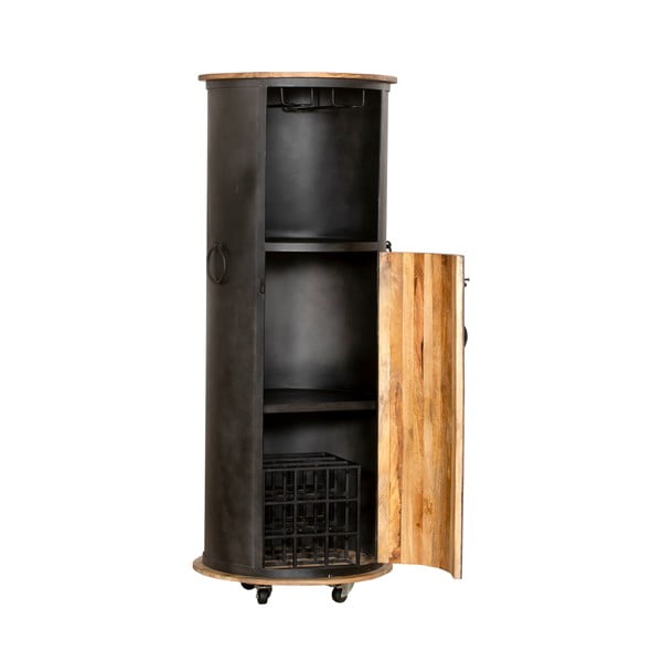 Fekete fém bortartó szekrény, palackok száma 9, 60x155 cm Luni – Interia Home & Living-image-2