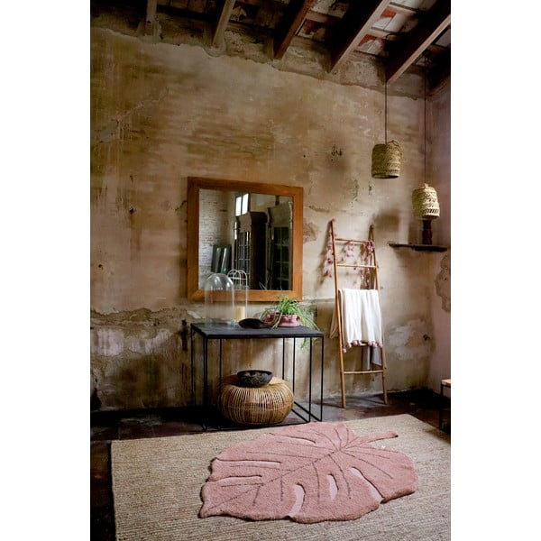 Rózsaszín mosható kézi szövésű pamut gyerek szőnyeg 120x180 cm Monstera Vintage Nude – Lorena Canals-image-3