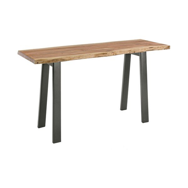 Fekete-natúr színű konzolasztal akácfa asztallappal 45x130 cm Aron – Bizzotto-image-2