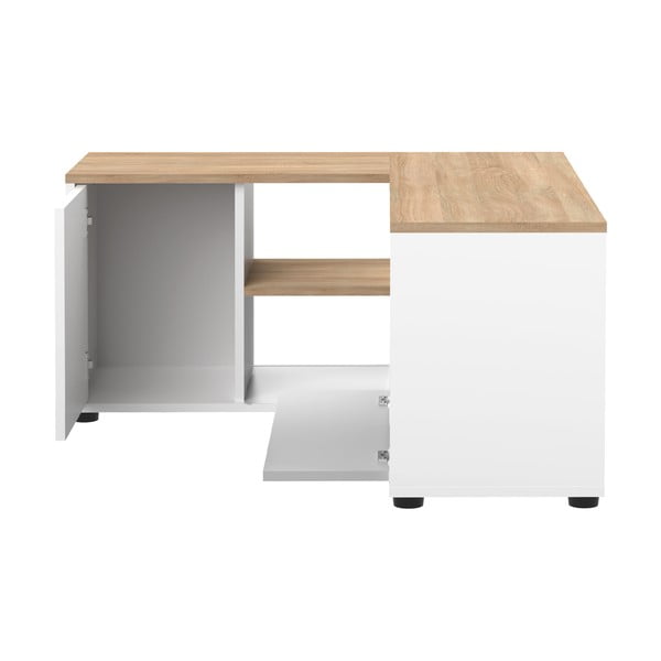 Fehér-natúr színű TV-állvány tölgyfa dekorral 90x45 cm Angle – TemaHome-image-4