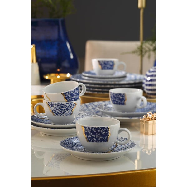 Fehér-kék porcelán csésze szett 6 db-os 0.9 l – Hermia-image-1