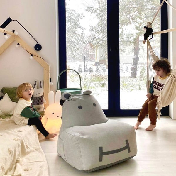 Világosszürke gyerek babzsák Hippo – The Brooklyn Kids-image-3