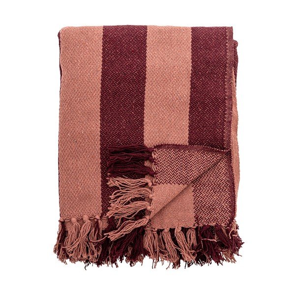 Borvörös újrahasznosított pamut takaró 130x160 cm Frello – Bloomingville