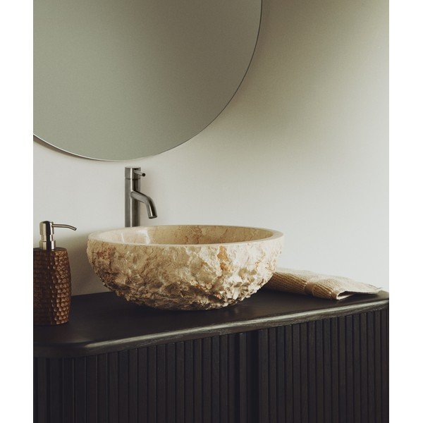 Bézs kő kerek mosdókagyló ø 40 cm Orvane – Kave Home-image-1