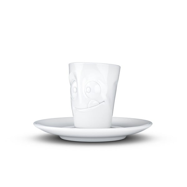 Fehér 'huncut' porcelán csésze és alátét, 80 ml - 58products-image-1