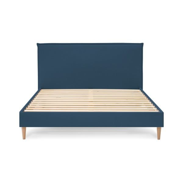 Kék kárpitozott franciaágy ágyráccsal 180x200 cm Sary – Bobochic Paris-image-3