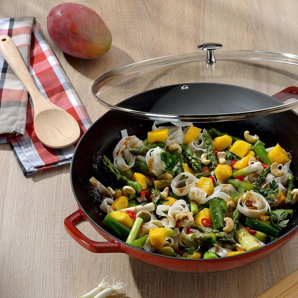 Calido piros öntöttvas WOK serpenyő, ø 36 cm - Kela-image-1