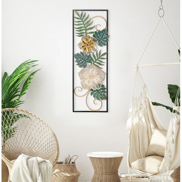 Campur -A- virág motívumos fali fémdekoráció, 31 x 90 cm - Mauro Ferretti-image-1