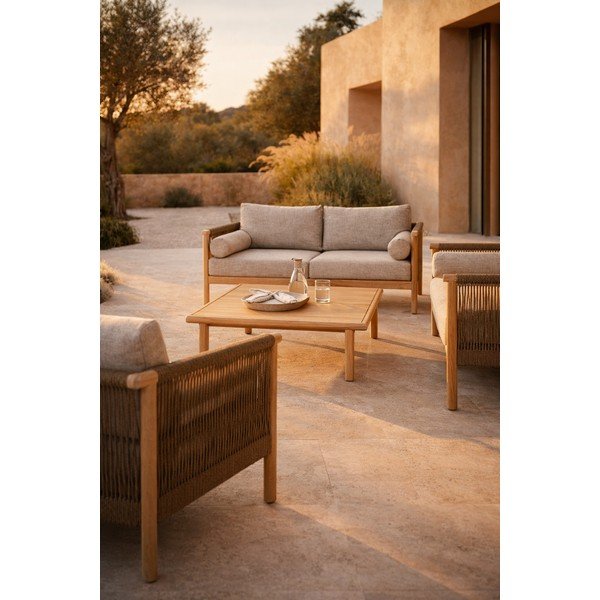 Szürkésbézs kárpitozott háromszemélyes kerti lounge szett Oasis – Dutchbone-image-1