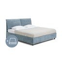 Kék kárpitozott ágyneműtartós franciaágy matraccal, ágyráccsal 180x200 cm Myra Pillow – Bonami Selection